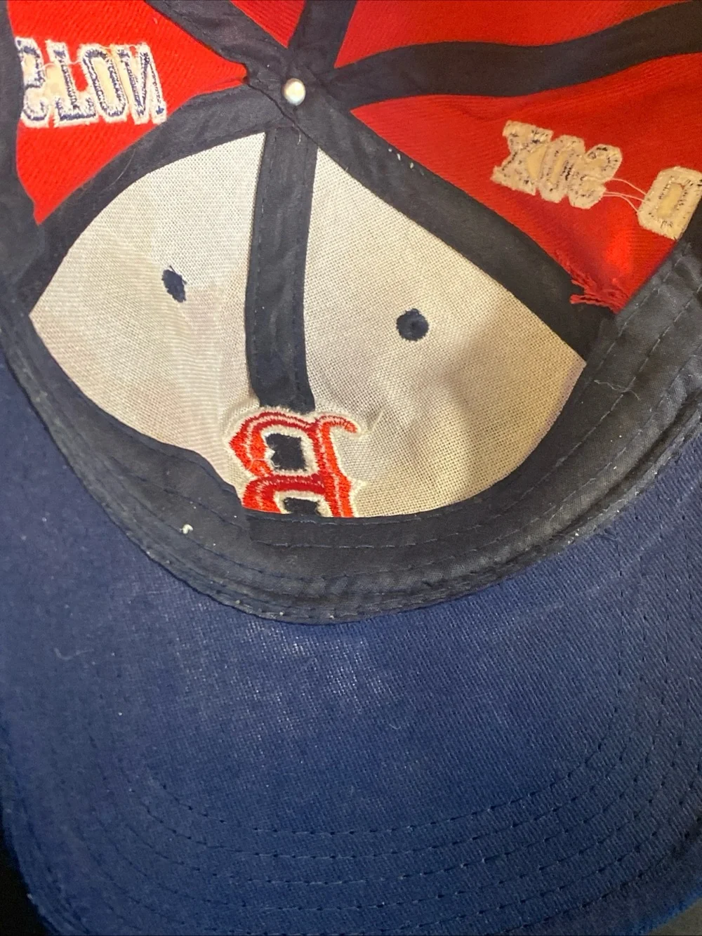 Boston Red Sox Strapback Adjustable Hat (Navy and Red) MLB